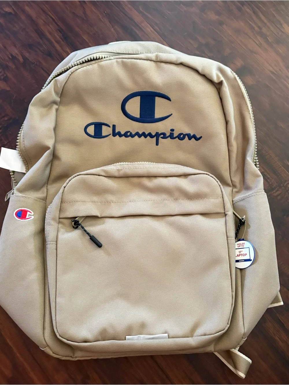 Champion Kids Beige Backpack with Navy Logo